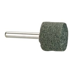 Grier Abrasives - 1" Head Diam x 3/4" Thickness, W219, Cylinder End, Silicon Carbide Mounted Point - Green-Gray, Fine Grade, 35,100 RPM - Exact Tooling