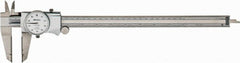 Mitutoyo - 0" to 12" Range, 0.001" Graduation, 0.1" per Revolution, Dial Caliper - White Face, 2-1/2" Jaw Length, Accurate to 0.0020" - Exact Tooling