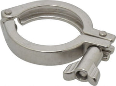 VNE - 2", Clamp Style, Sanitary Stainless Steel Pipe Clamp with Wing Nut - Grade 304 - Exact Tooling