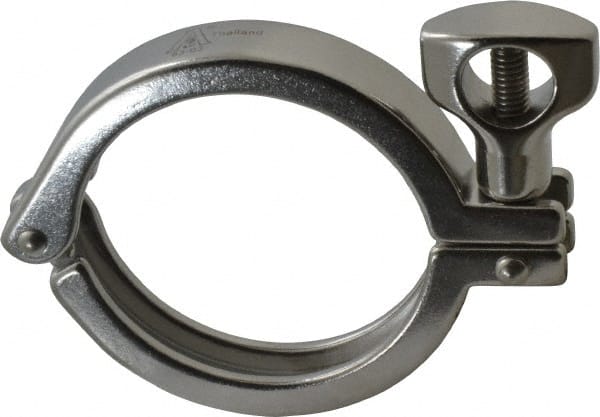 VNE - 2-1/2", Clamp Style, Sanitary Stainless Steel Pipe Clamp with Holed Wing Nut - Grade 304 - Exact Tooling