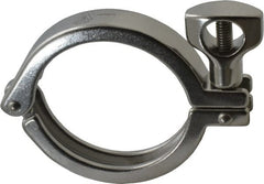 VNE - 2-1/2", Clamp Style, Sanitary Stainless Steel Pipe Clamp with Holed Wing Nut - Grade 304 - Exact Tooling