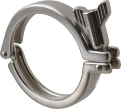 VNE - 3", Clamp Style, Sanitary Stainless Steel Pipe Clamp with Wing Nut - Grade 304 - Exact Tooling