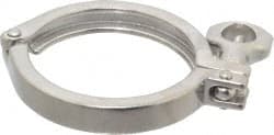 VNE - 3", Clamp Style, Sanitary Stainless Steel Pipe Clamp with Holed Wing Nut - Grade 304 - Exact Tooling