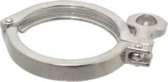 VNE - 3", Clamp Style, Sanitary Stainless Steel Pipe Clamp with Holed Wing Nut - Grade 304 - Exact Tooling