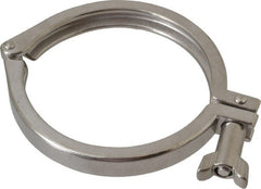 VNE - 4", Clamp Style, Sanitary Stainless Steel Pipe Clamp with Wing Nut - Grade 304 - Exact Tooling