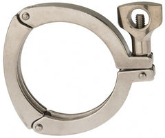 VNE - 3", Clamp Style, Sanitary Stainless Steel Pipe Three Piece Clamp with Holed Wing Nut - Grade 304 - Exact Tooling