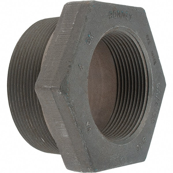 Made in USA - Size 4 x 3", Class 3,000, Forged Carbon Steel Black Pipe Hex Bushing - 3,000 psi, Threaded End Connection - Exact Tooling