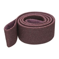 3M - 3" Wide x 132" OAL, Aluminum Oxide Abrasive Belt - Aluminum Oxide, Medium, Nonwoven, Series SC-BL - Exact Tooling