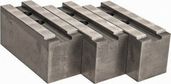 Abbott Workholding Products - 15 to 18" Chuck Capacity, 1.5mm x 60° Serrated Attachment, Square Soft Lathe Chuck Jaw - 3 Jaws, Steel, 1.6929" Btw Mount Hole Ctrs, 6-1/2" Long x 2-1/2" Wide x 3" High, 0.8661" Groove, 0.7874" & 20mm Fastener - Exact Tooling