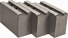 Abbott Workholding Products - 15 to 18" Chuck Capacity, 1.5mm x 60° Serrated Attachment, Square Soft Lathe Chuck Jaw - 3 Jaws, Steel, 1.6929" Btw Mount Hole Ctrs, 6-1/2" Long x 2-1/2" Wide x 4" High, 0.8661" Groove, 0.7874" & 20mm Fastener - Exact Tooling