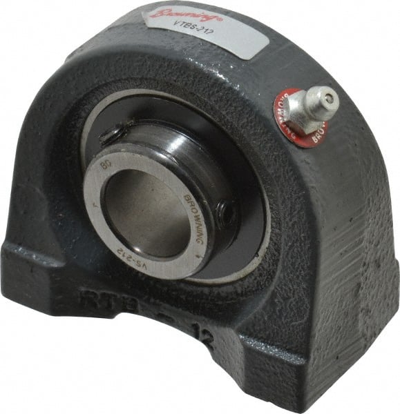 Browning - 3/4" ID, 2-7/8" OAL x 2-9/16" OAH Tapped Base - 1,444 Lb Static Cap, 2,611 Lb Dyn Cap, 2" Btw Mnt Hole Ctrs, 1-5/16" Base-to-Ctr Ht, Cast Iron - Exact Tooling