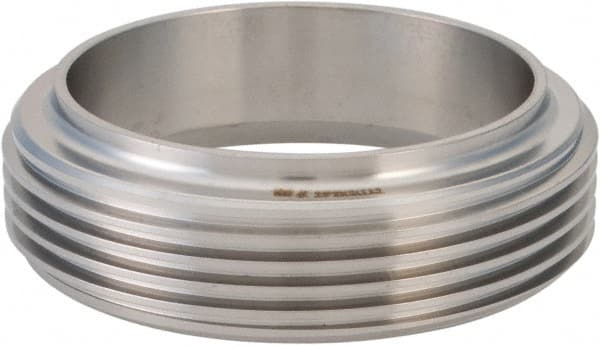 VNE - 2-1/2", Bevel Seat Style, Sanitary Stainless Steel Pipe Short Welding Ferrule - Short Threaded Connection, Grade 304 - Exact Tooling