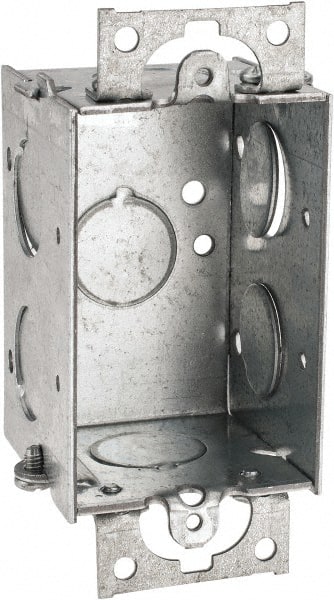 Cooper Crouse-Hinds - 1 Gang, (7) 1/2" Knockouts, Steel Rectangle Switch Box - 3" Overall Height x 2" Overall Width x 2" Overall Depth - Exact Tooling