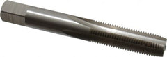 Interstate - 3/8-24 UNF 4 Flute Bright Finish High Speed Steel Straight Flute Standard Hand Tap - Plug, Right Hand Thread, 2-15/16" OAL, H11 Limit, 0.005" Oversize - Exact Tooling