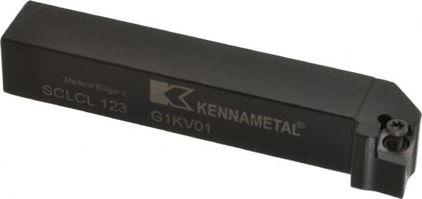 Kennametal - SCLC, Left Hand Cut, 5° Lead Angle, 3/4" Shank Height x 3/4" Shank Width, Neutral Rake Indexable Turning Toolholder - 4-1/2" OAL, CC..32.5. Insert Compatibility, Series Screw-On - Exact Tooling