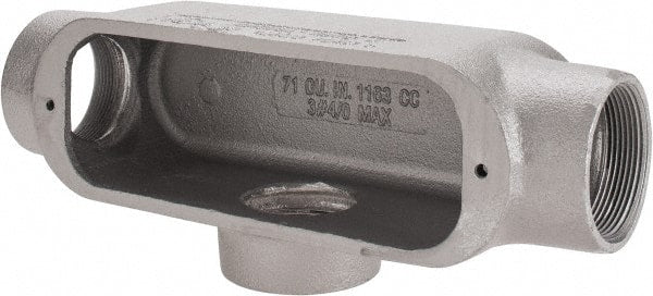 Cooper Crouse-Hinds - Form 5, T Body, 2" Trade, Rigid Malleable Iron Conduit Body - Oval, 11-1/2" OAL, 76 cc Capacity, Gray - Exact Tooling