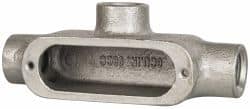 Cooper Crouse-Hinds - Form 5, T Body, 1/2" Trade, Rigid Malleable Iron Conduit Body - Oval, 5.38" OAL, 6 cc Capacity, Gray - Exact Tooling