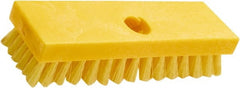 Rubbermaid - 1" Bristle Length, Polypropylene Scrub Brush - 8" OAL, Threaded Handle, Yellow, Plastic Block - Exact Tooling