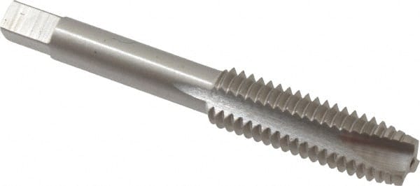 Interstate - 7/16-14 UNC, 3 Flute, Bright Finish, High Speed Steel Spiral Point Tap - Plug Chamfer, Right Hand Thread, 3-5/32" OAL - Exact Tooling