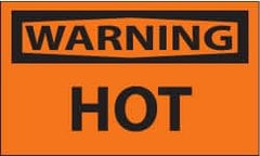 NMC - Accident Prevention Label, Header: WARNING - Legend: Warning - Hot, English, Black & Orange, 5" Long x 3" High, Sign Muscle Finish - Exact Tooling