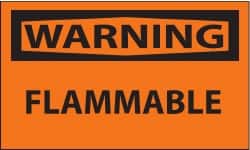 NMC - Warning - Flammable, Pressure Sensitive Vinyl Fire Sign - 5" Wide x 3" High - Exact Tooling