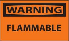 NMC - Warning - Flammable, Pressure Sensitive Vinyl Fire Sign - 5" Wide x 3" High - Exact Tooling