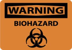 NMC - "Warning - Biohazard", 10" Long x 14" Wide, Pressure-Sensitive Vinyl Safety Sign - Rectangle, 0.004" Thick, Use for Hazardous Materials - Exact Tooling