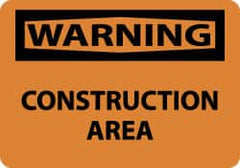 NMC - "Warning - Construction Area", 10" Long x 14" Wide, Rigid Plastic Safety Sign - Rectangle, 0.05" Thick, Use for Security & Admittance - Exact Tooling