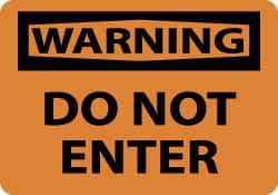 NMC - "Warning - Do Not Enter", 10" Long x 14" Wide, Pressure-Sensitive Vinyl Safety Sign - Rectangle, 0.004" Thick, Use for Security & Admittance - Exact Tooling