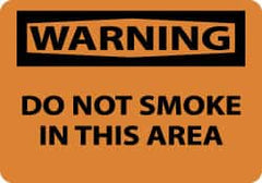 NMC - "Warning - Do Not Smoke in This Area", 10" Long x 14" Wide, Pressure-Sensitive Vinyl Safety Sign - Rectangle, 0.004" Thick, Use for Smoking Regulations - Exact Tooling
