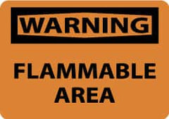 NMC - "Warning - Flammable Area", 10" Long x 14" Wide, Aluminum Safety Sign - Rectangle, 0.04" Thick, Use for Hazardous Materials - Exact Tooling