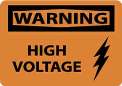 NMC - "Warning - High Voltage", 10" Long x 14" Wide, Rigid Plastic Safety Sign - Rectangle, 0.05" Thick, Use for Accident Prevention - Exact Tooling