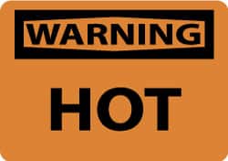 NMC - "Warning - Hot", 10" Long x 14" Wide, Pressure-Sensitive Vinyl Safety Sign - Rectangle, 0.004" Thick, Use for Accident Prevention - Exact Tooling