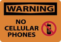 NMC - "Warning - No Cellular Phones", 10" Long x 14" Wide, Rigid Plastic Safety Sign - Rectangle, 0.05" Thick, Use for Security & Admittance - Exact Tooling