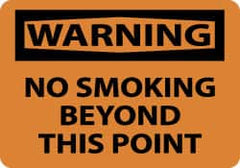 NMC - "Warning - No Smoking Beyond This Point", 10" Long x 14" Wide, Pressure-Sensitive Vinyl Safety Sign - Rectangle, 0.004" Thick, Use for Accident Prevention - Exact Tooling