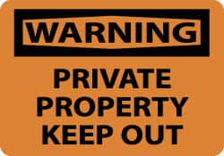 NMC - "Warning - Private Property - Keep Out", 10" Long x 14" Wide, Rigid Plastic Safety Sign - Rectangle, 0.05" Thick, Use for Security & Admittance - Exact Tooling