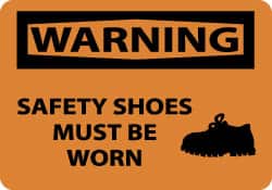 NMC - "Warning - Safety Shoes Must Be Worn", 10" Long x 14" Wide, Rigid Plastic Safety Sign - Rectangle, 0.05" Thick, Use for Accident Prevention - Exact Tooling