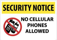 NMC - "Security Notice - No Cellular Phones Allowed", 14" Long x 20" Wide, Aluminum Safety Sign - Rectangle, 0.04" Thick, Use for Security & Admittance - Exact Tooling