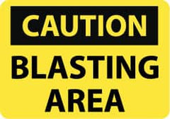 NMC - "Caution - Blasting Area", 14" Long x 20" Wide, Aluminum Safety Sign - Rectangle, 0.04" Thick, Use for Accident Prevention - Exact Tooling