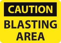NMC - "Caution - Blasting Area", 20" Long x 28" Wide, Aluminum Safety Sign - Rectangle, 0.04" Thick, Use for Accident Prevention - Exact Tooling