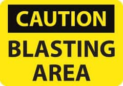 NMC - "Caution - Blasting Area", 20" Long x 28" Wide, Aluminum Safety Sign - Rectangle, 0.04" Thick, Use for Accident Prevention - Exact Tooling