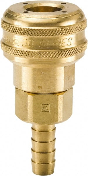 Parker - Hose Barb Industrial Pneumatic Hose Coupler - Brass, 3/8" Body Diam, 1/2" Hose ID - Exact Tooling