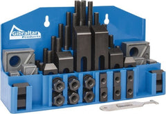 Gibraltar - 52 Piece Fixturing Step Block & Clamp Set with 1" Step Block, 5/8" T-Slot, 1/2-13 Stud Thread - 1" Nut Width, 3, 4, 5, 6, 7 & 8" Stud Lengths - Exact Tooling