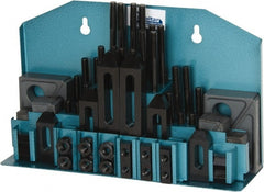 Gibraltar - 52 Piece Fixturing Step Block & Clamp Set with 1" Step Block, 1/2" T-Slot, 3/8-16 Stud Thread - 7/8" Nut Width, 3, 4, 5, 6, 7 & 8" Stud Lengths - Exact Tooling