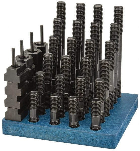 Gibraltar - 38 Piece, 3/4-10 Stud, 13/16" T Slot, T Nut & Stud Kit - 1-1/4" T-Slot Nut Width, 3, 4, 5, 6, 7, 8" Stud Lengths - Exact Tooling