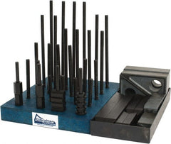 Gibraltar - 50 Piece Fixturing Step Block & Clamp Set with 1" Step Block, 7/16" T-Slot, 3/8-16 Stud Thread - 11/16" Nut Width, 3, 4, 5, 6, 7 & 8" Stud Lengths - Exact Tooling