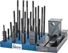 Gibraltar - 50 Piece Fixturing Step Block & Clamp Set with 1" Step Block, 1/2" T-Slot, 3/8-16 Stud Thread - 7/8" Nut Width, 3, 4, 5, 6, 7 & 8" Stud Lengths - Exact Tooling
