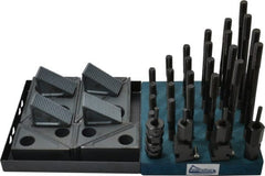 Gibraltar - 50 Piece Fixturing Step Block & Clamp Set with 1-1/2" Step Block, 11/16" T-Slot, 1/2-13 Stud Thread - 1-1/8" Nut Width, 3, 4, 5, 6, 7 & 8" Stud Lengths - Exact Tooling