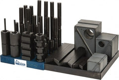 Gibraltar - 50 Piece Fixturing Step Block & Clamp Set with 1-1/2" Step Block, 13/16" T-Slot, 3/4-10 Stud Thread - 1-1/4" Nut Width, 3, 4, 5, 6, 7 & 8" Stud Lengths - Exact Tooling
