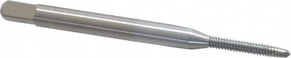 Made in USA - #2-56 UNC, 2 Flute, Chrome Finish, High Speed Steel Spiral Point Tap - Plug Chamfer, Right Hand Thread, 1-3/4" OAL, 7/16" Thread Length, 0.141" Shank Diam, 2B Class of Fit - Exact Tooling